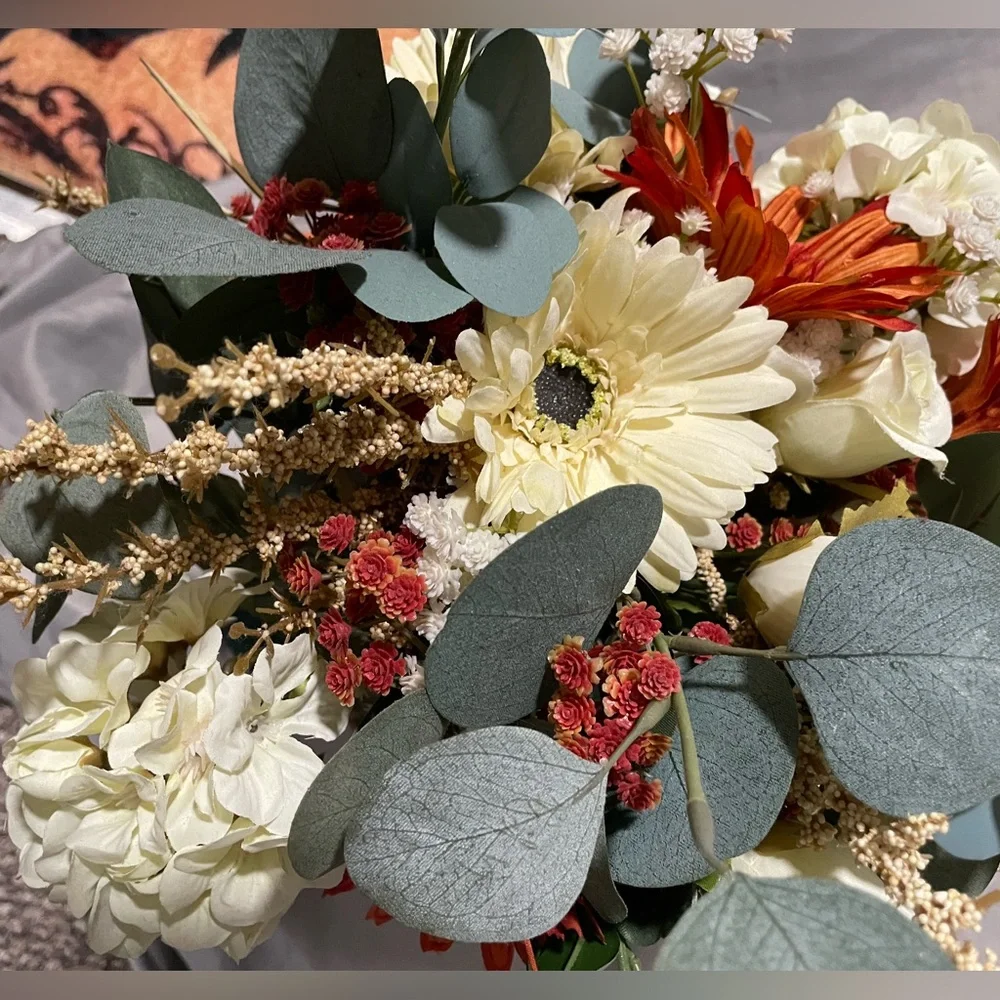 Vibrant Handmade Floral Arrangement in Green Vase